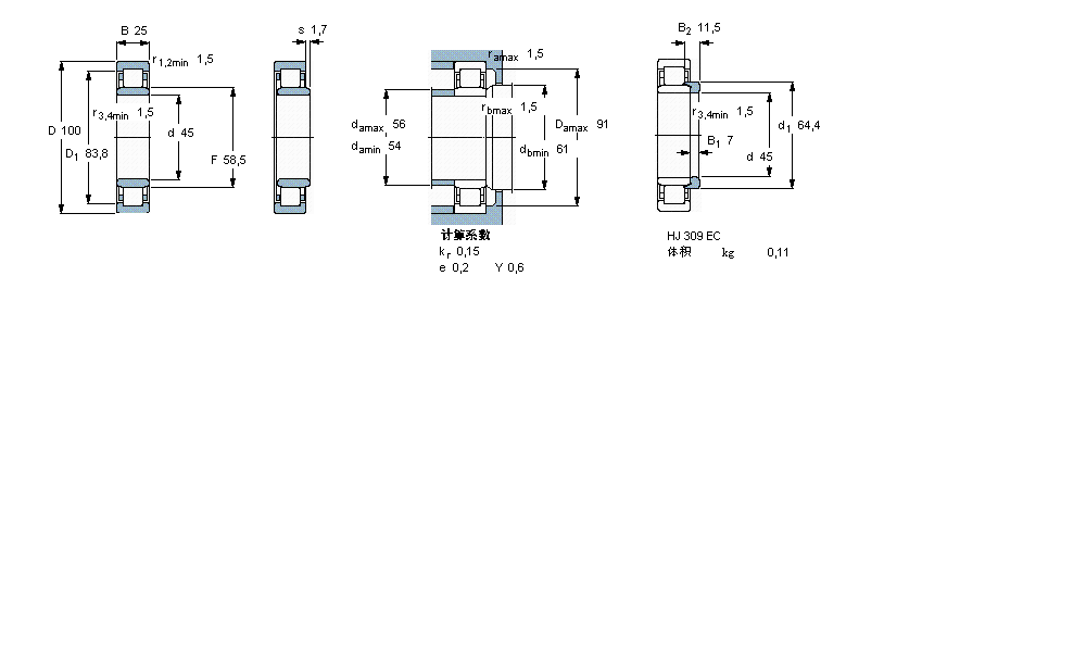 SKF ALS, , NJ OӋNJ309ECPӱD