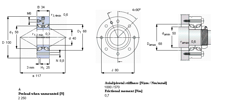 SKF ǽ|S for screw drives, double direction, for bolt mountingBEAM035090-2ZӱD